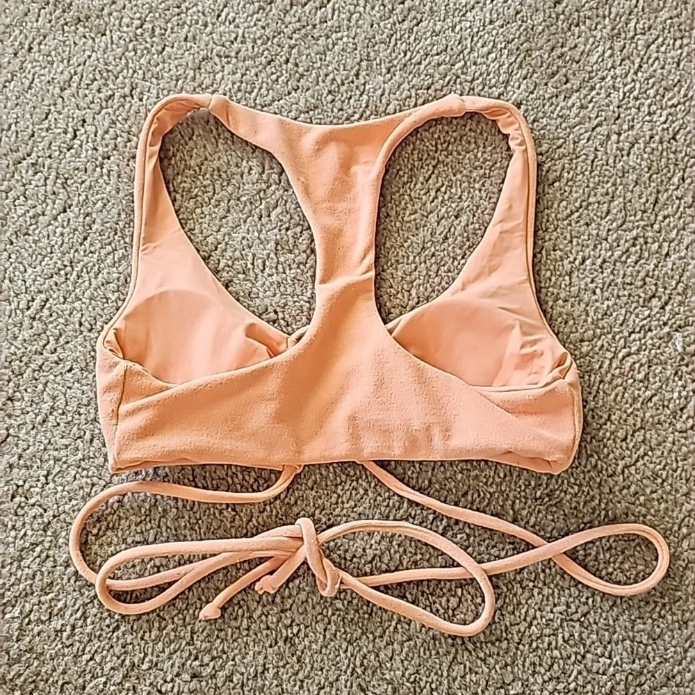 L Space Tangy Orange Terry Dax Bikini Top Size Small